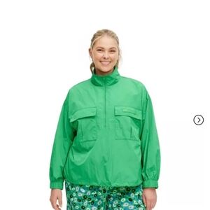 DVF Diane Von Furstenberg For Target Nylon L/S Half Zip Jacket 4X Kelly Green